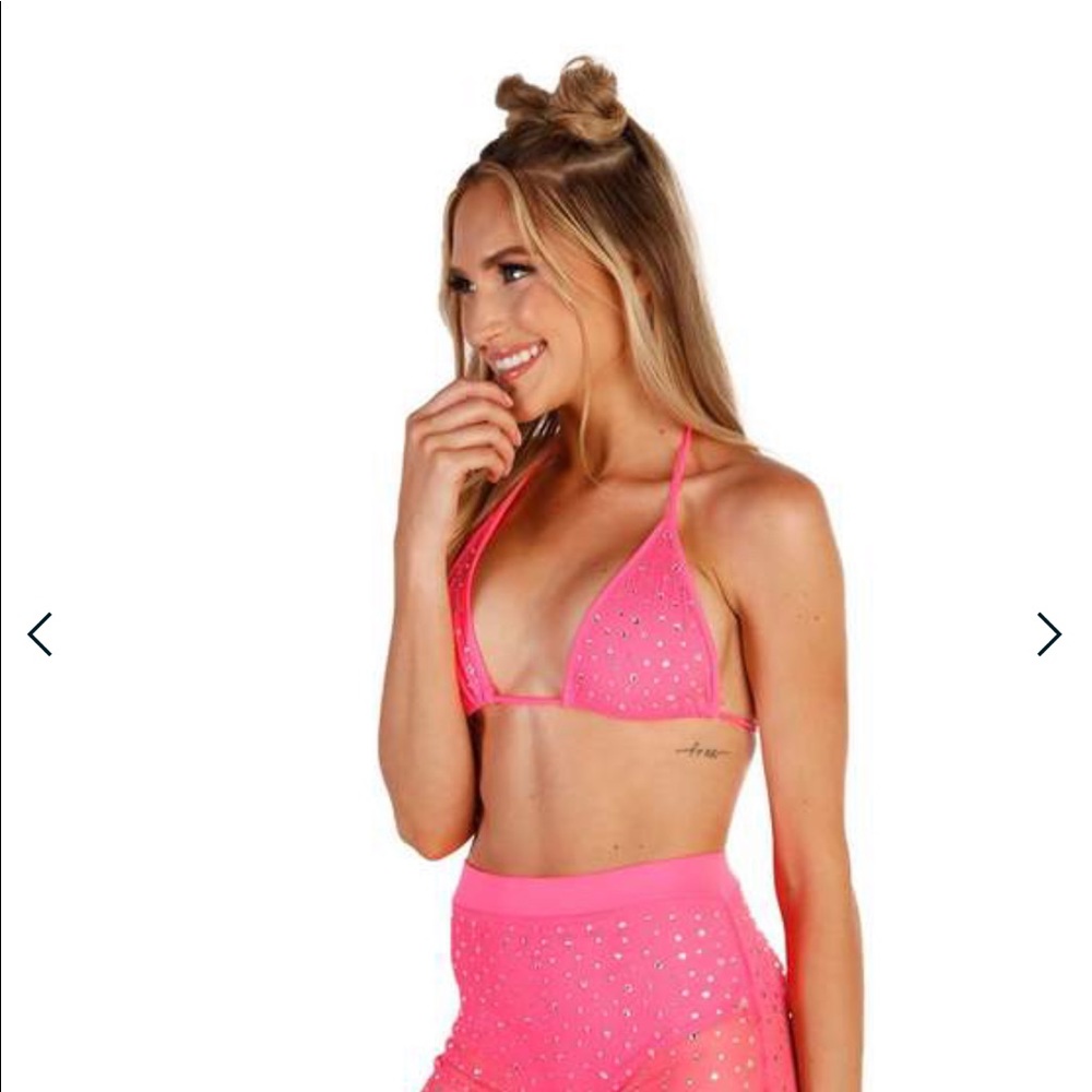 Pink rhinestone bikini top